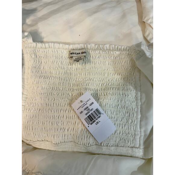 Perfect summer top! white lace cropped peasant top. women's top size L - Picture 11 of 11